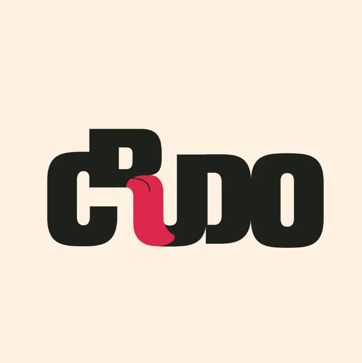 Primer boceto del logo de Crudo